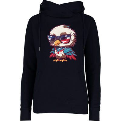 America Patriotic Bald Eagle Womens Funnel Neck Pullover Hood