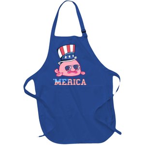 America Patriotic Blobfish American Flag Funny Grumpy Fish Funny Gift Full-Length Apron With Pockets