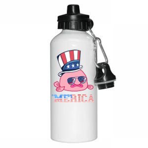 America Patriotic Blobfish American Flag Funny Grumpy Fish Funny Gift Aluminum Water Bottle