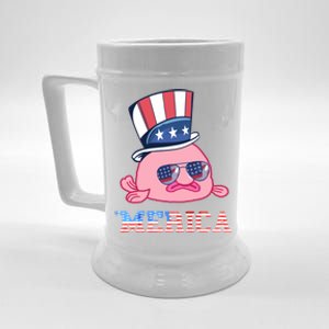 America Patriotic Blobfish American Flag Funny Grumpy Fish Funny Gift Beer Stein