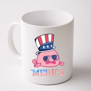 America Patriotic Blobfish American Flag Funny Grumpy Fish Funny Gift Coffee Mug