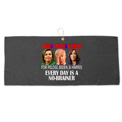 Anti Pelosi, Biden, Harris Are Dumb & Dumber & Dumbest Funny Large Microfiber Waffle Golf Towel