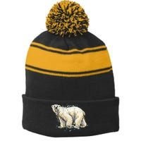 Abstract Polar Bear From A Splash Stripe Pom Pom Beanie