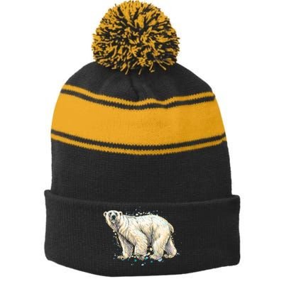 Abstract Polar Bear From A Splash Stripe Pom Pom Beanie