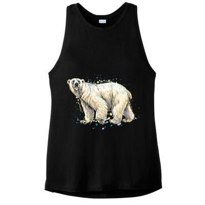 Abstract Polar Bear From A Splash Ladies PosiCharge Tri-Blend Wicking Tank