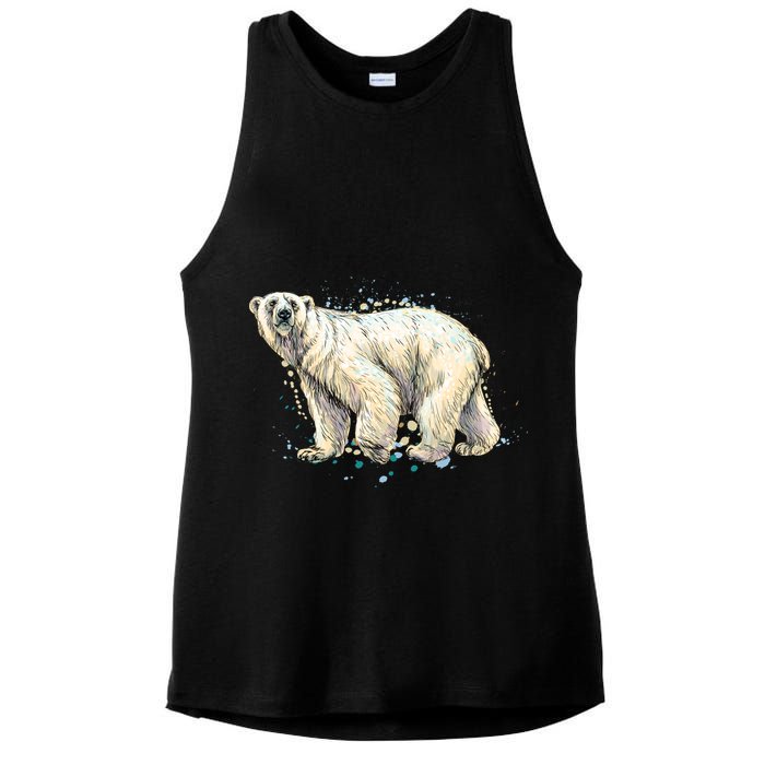 Abstract Polar Bear From A Splash Ladies PosiCharge Tri-Blend Wicking Tank