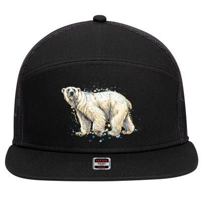 Abstract Polar Bear From A Splash 7 Panel Mesh Trucker Snapback Hat