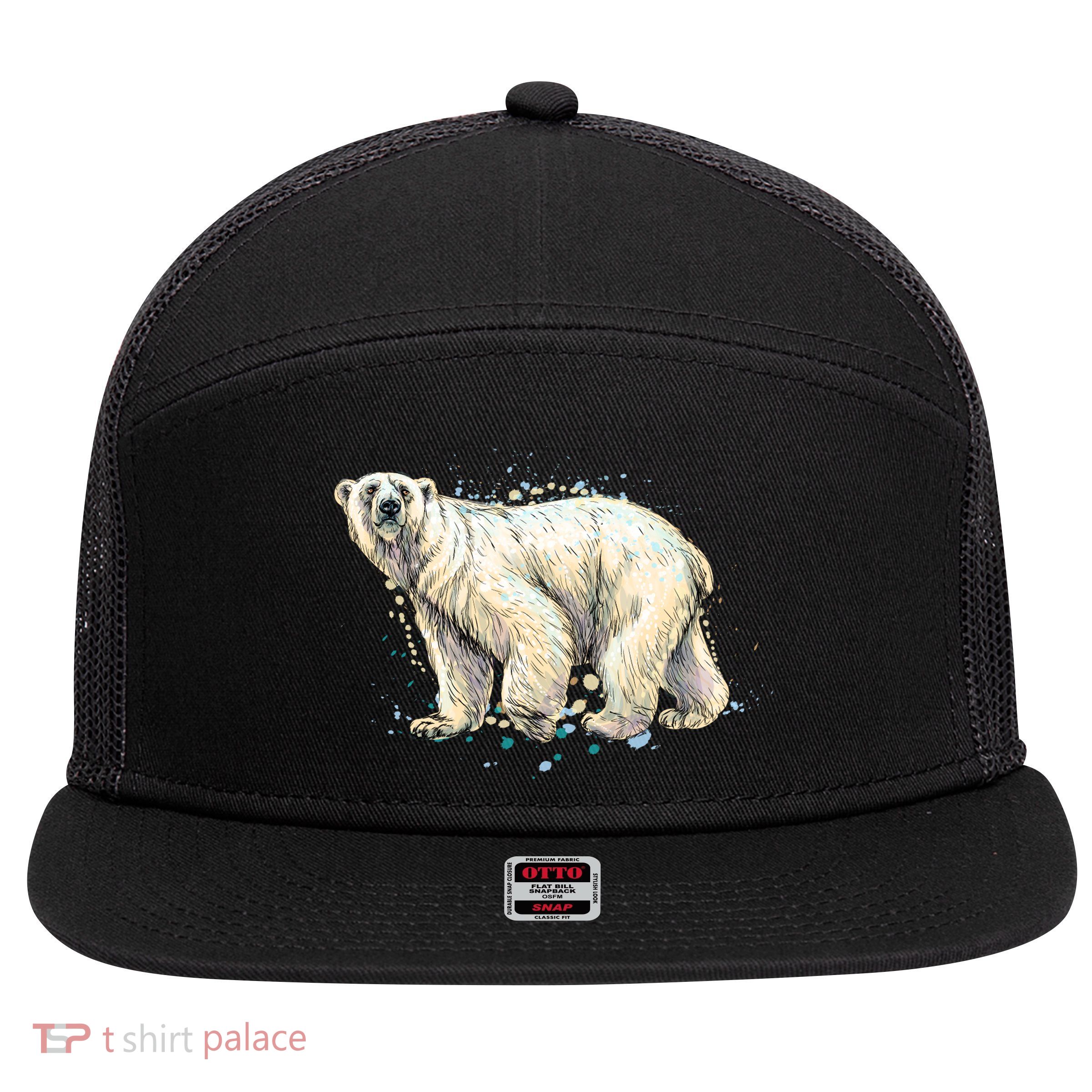 Abstract Polar Bear From A Splash 7 Panel Mesh Trucker Snapback Hat