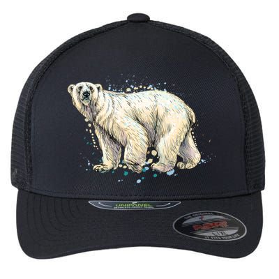 Abstract Polar Bear From A Splash Flexfit Unipanel Trucker Cap