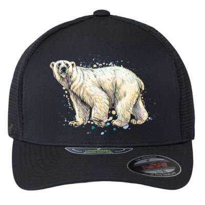 Abstract Polar Bear From A Splash Flexfit Unipanel Trucker Cap