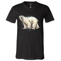 Abstract Polar Bear From A Splash V-Neck T-Shirt