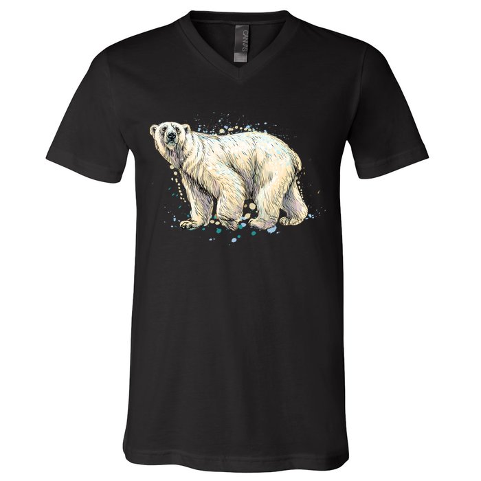 Abstract Polar Bear From A Splash V-Neck T-Shirt