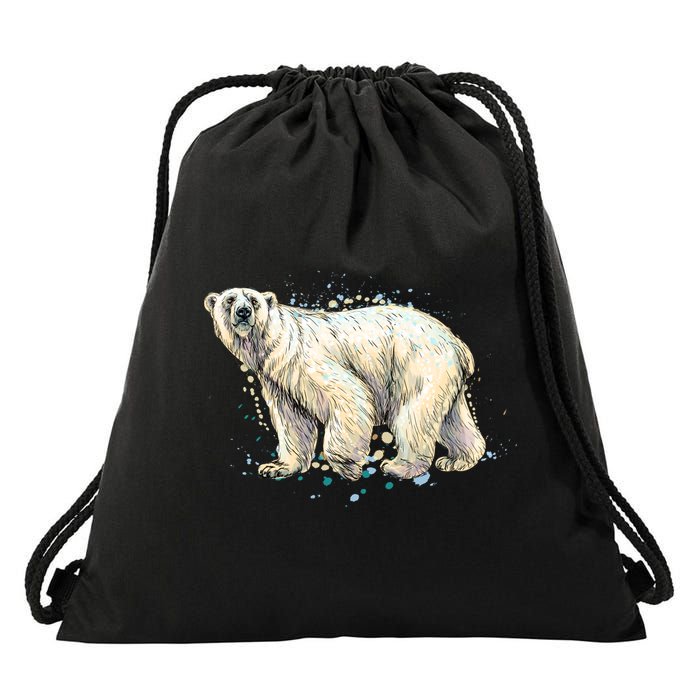 Abstract Polar Bear From A Splash Drawstring Bag