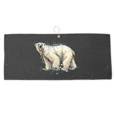 Abstract Polar Bear From A Splash Large Microfiber Waffle Golf Towel
