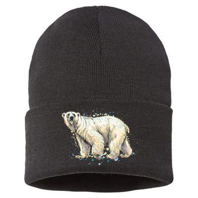 Abstract Polar Bear From A Splash Sustainable Knit Beanie