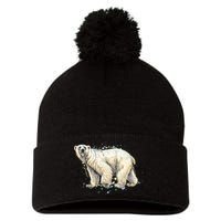 Abstract Polar Bear From A Splash Pom Pom 12in Knit Beanie