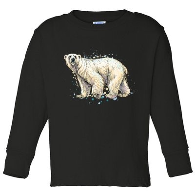 Abstract Polar Bear From A Splash Toddler Long Sleeve Shirt