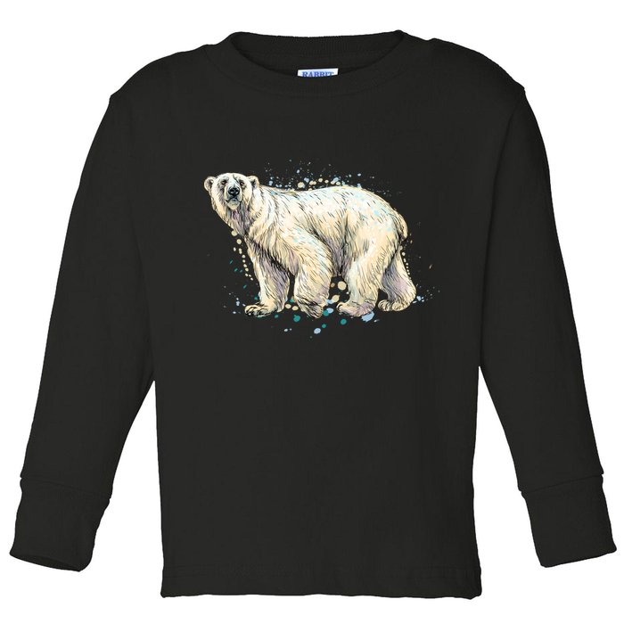 Abstract Polar Bear From A Splash Toddler Long Sleeve Shirt
