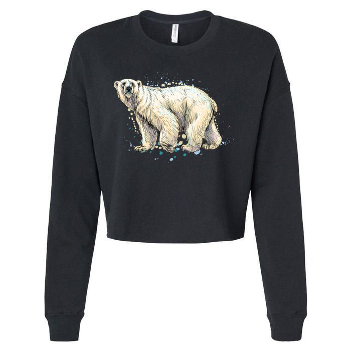 Abstract Polar Bear From A Splash Cropped Pullover Crew