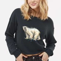 Abstract Polar Bear From A Splash Cropped Pullover Crew