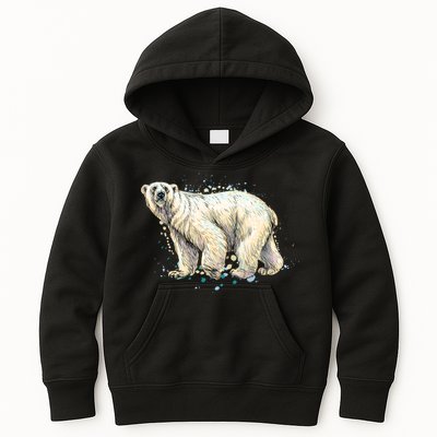 Abstract Polar Bear From A Splash Kids Hoodie