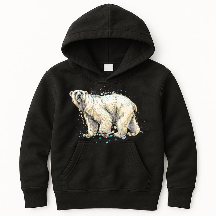 Abstract Polar Bear From A Splash Kids Hoodie