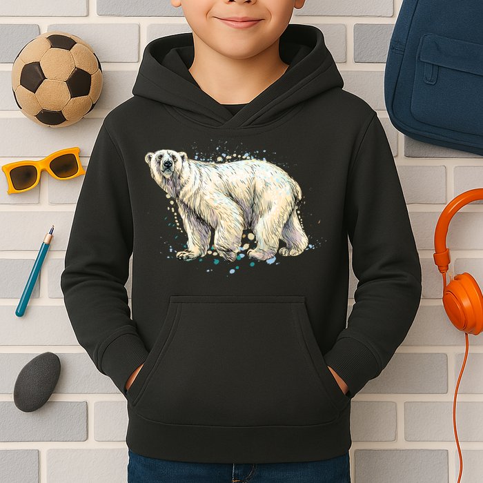 Abstract Polar Bear From A Splash Kids Hoodie