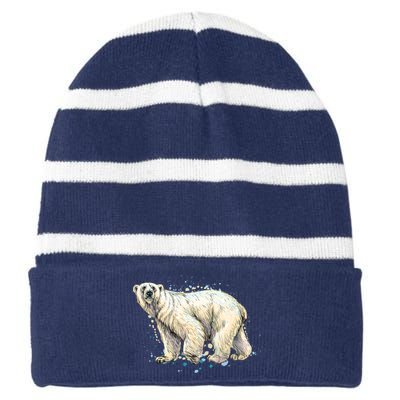 Abstract Polar Bear From A Splash Striped Beanie with Solid Band