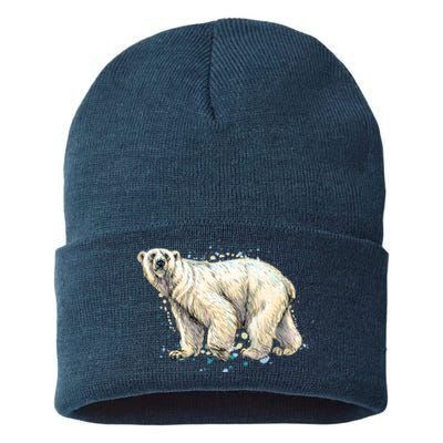 Abstract Polar Bear From A Splash Sustainable Knit Beanie