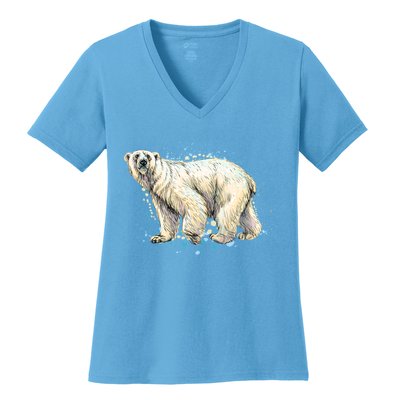 Abstract Polar Bear From A Splash Women's V-Neck T-Shirt