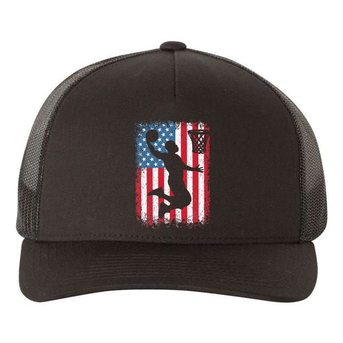 American Patriotic Basketball 4th Of July US Flag Men Yupoong Adult 5-Panel Trucker Hat