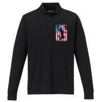 American Patriotic Basketball 4th Of July US Flag Men Performance Long Sleeve Polo