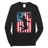 American Patriotic Basketball 4th Of July US Flag Men Long Sleeve Shirt