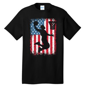 American Patriotic Basketball 4th Of July US Flag Men Tall T-Shirt