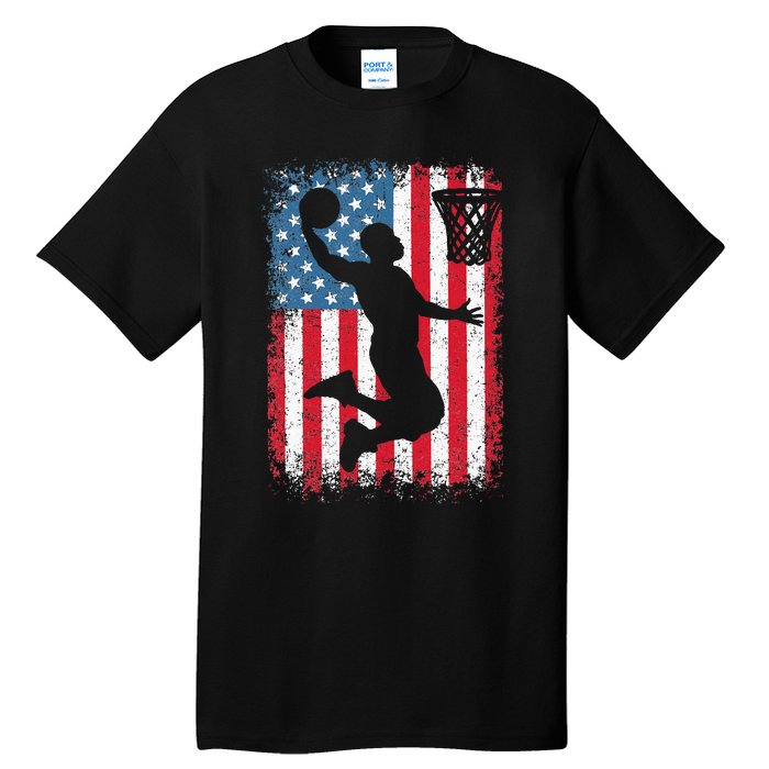 American Patriotic Basketball 4th Of July US Flag Men Tall T-Shirt