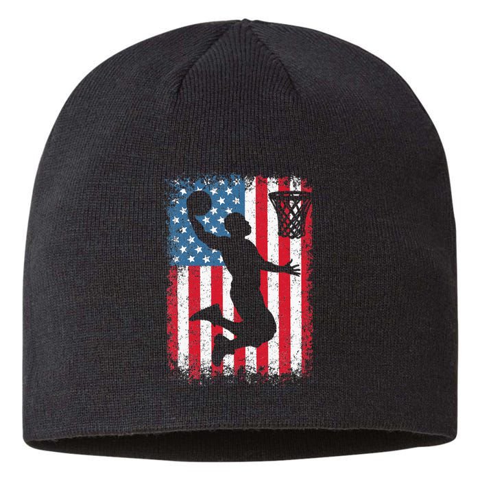 American Patriotic Basketball 4th Of July US Flag Men Sustainable Beanie