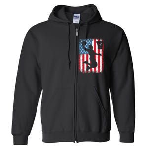 American Patriotic Basketball 4th Of July US Flag Men Full Zip Hoodie