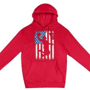 American Patriotic Basketball 4th Of July US Flag Men Premium Pullover Hoodie