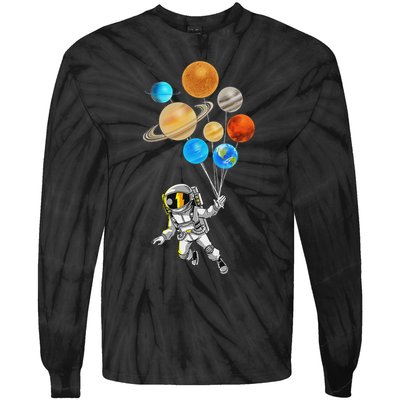 Astronaut Planet Balloons Super Gift For Space Space Tie-Dye Long Sleeve Shirt