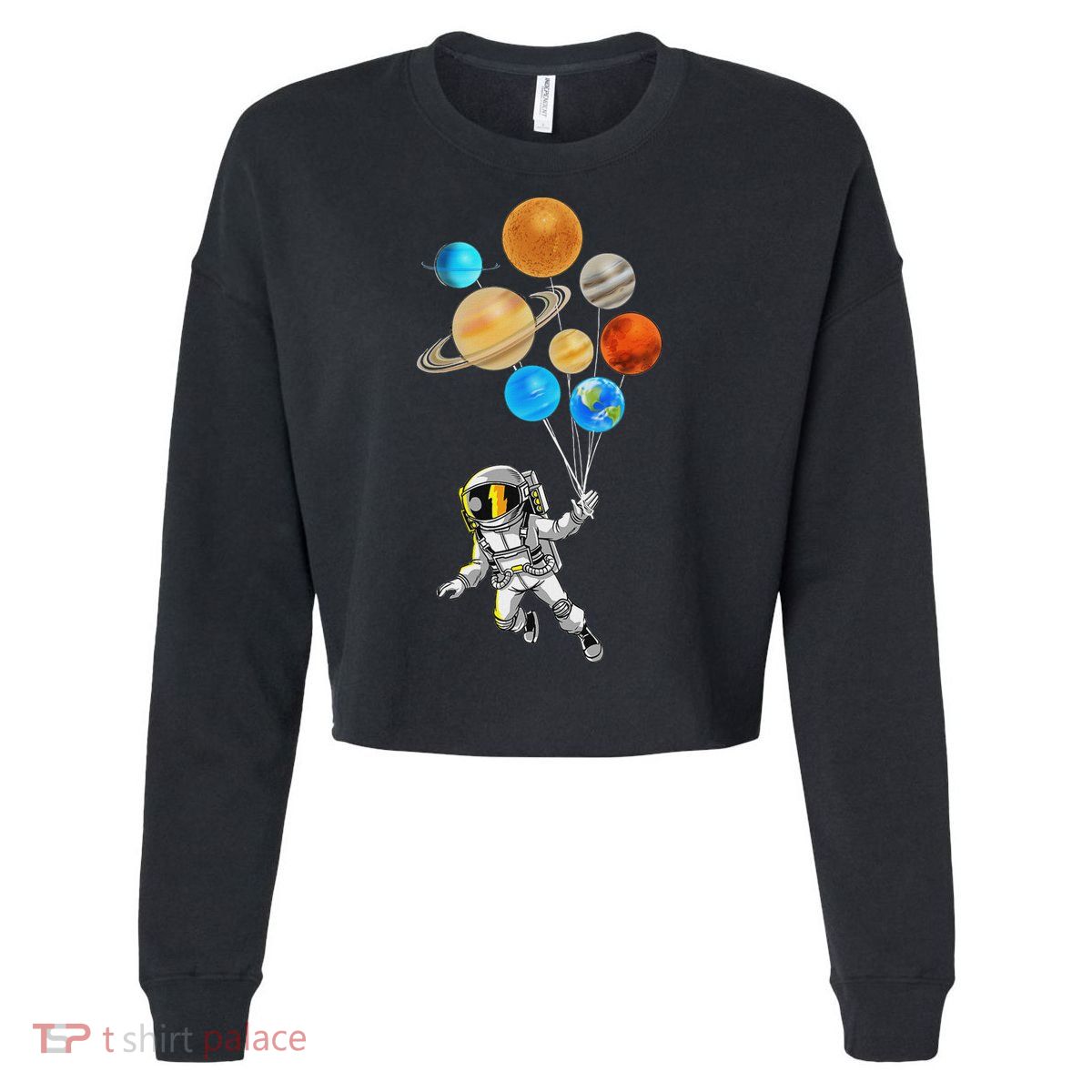 Astronaut Planet Balloons Super Gift For Space Space Cropped Pullover Crew