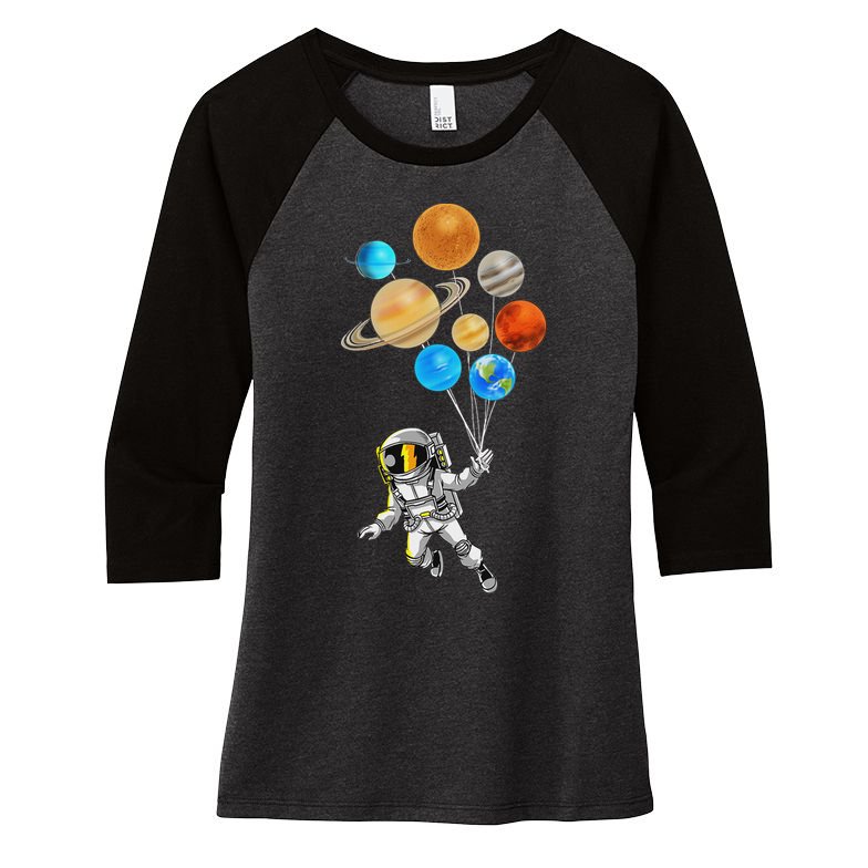 Astronaut Planet Balloons Super Gift For Space Space Women's Tri-Blend 3/4-Sleeve Raglan Shirt