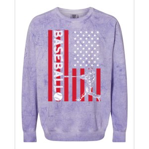 American Pride Baseball Player Batter US Flag Baseball Colorblast Crewneck Sweatshirt