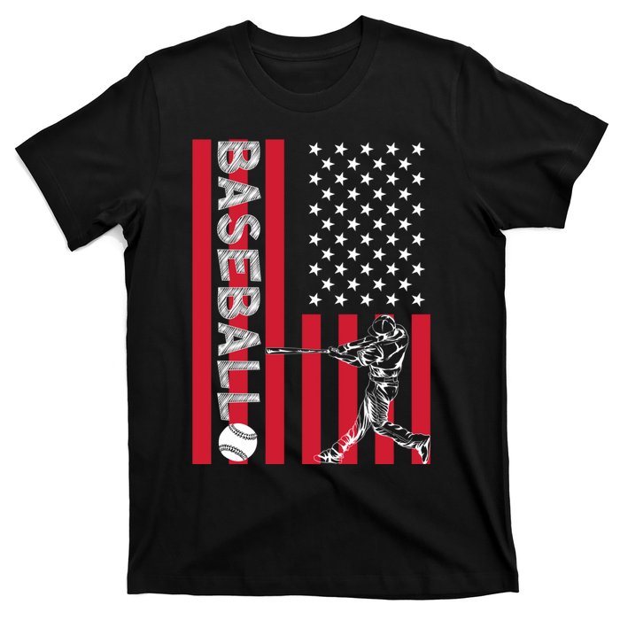 American Pride Baseball Player Batter US Flag Baseball T-Shirt