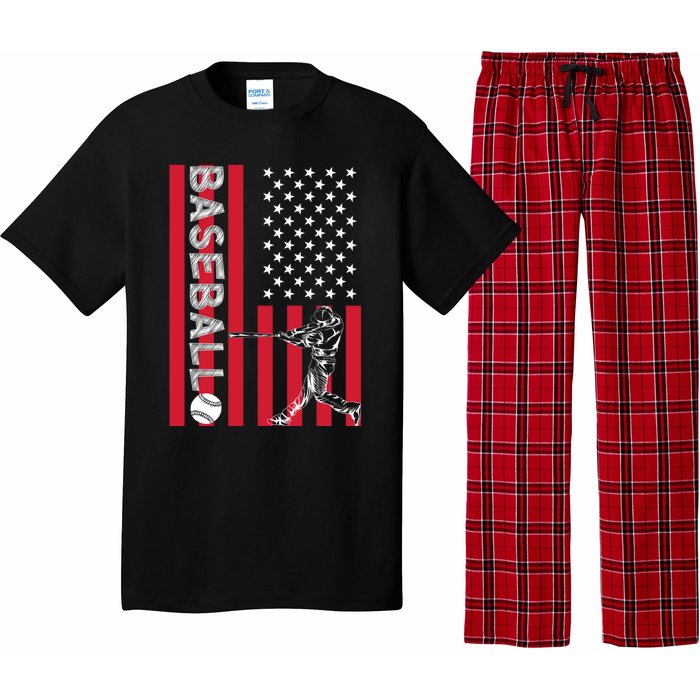 American Pride Baseball Player Batter US Flag Baseball Pajama Set