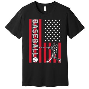 American Pride Baseball Player Batter US Flag Baseball Premium T-Shirt