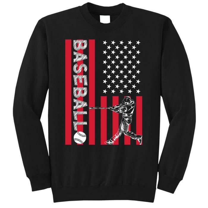 American Pride Baseball Player Batter US Flag Baseball Tall Sweatshirt