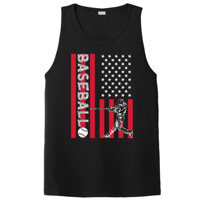 American Pride Baseball Player Batter US Flag Baseball PosiCharge Competitor Tank