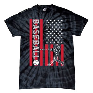 American Pride Baseball Player Batter US Flag Baseball Tie-Dye T-Shirt