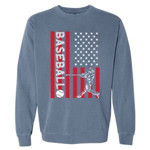 American Pride Baseball Player Batter US Flag Baseball Garment-Dyed Sweatshirt