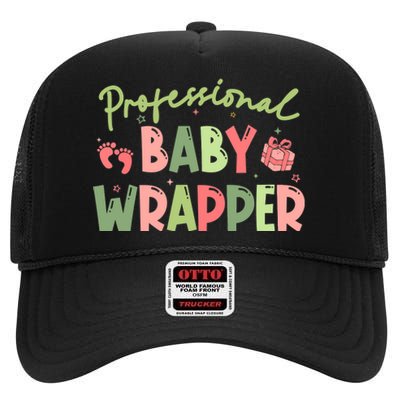 APDL Professional Baby Wrapper Funny Christmas NICU Nurse High Crown Mesh Back Trucker Hat